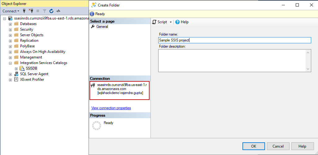 Create a new folder using Windows authentication