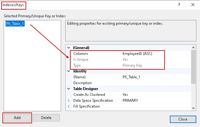 Create a new SQL Server Index