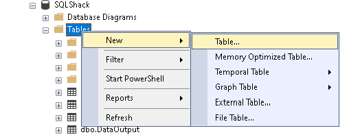 Create a new table