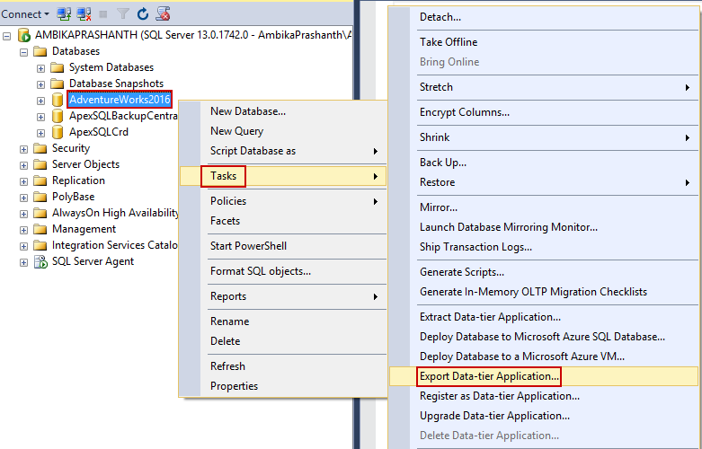 Migrate on-premises SQL Server database to Azure SQL Database Using Export Data-Tier Application…