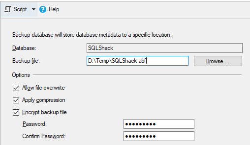 SSAS Database Backup option in SSMS