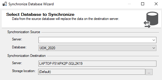 SSS Database synchronization Wizard 1/3