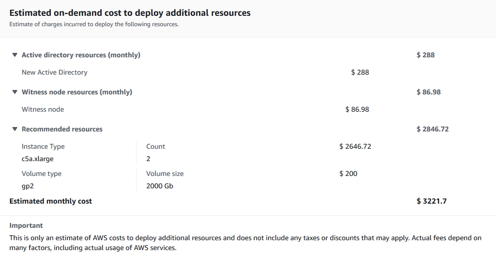 View Estimated price for AWS resources