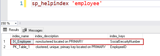 View index and index keys