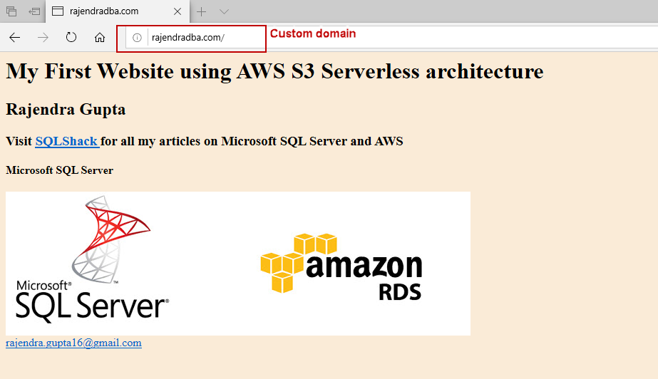 Access static website using custom domain