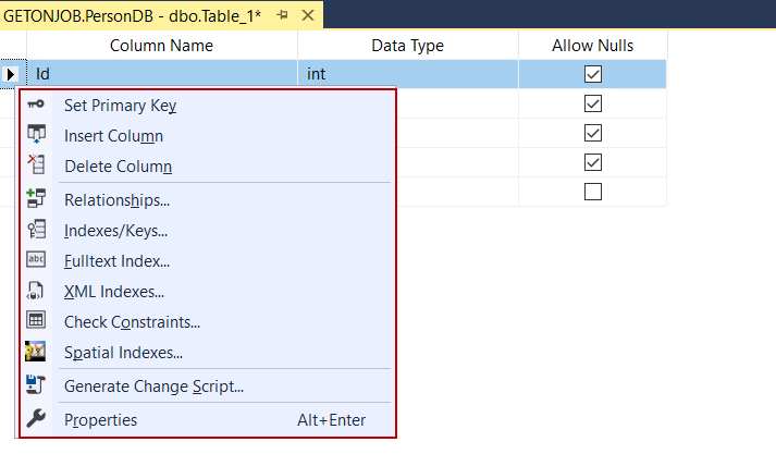 Changing the primary key setting of a column in SSMS
