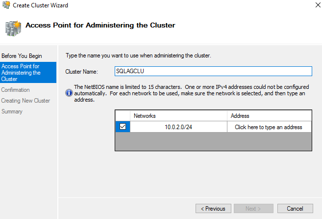 Cluster name and IP address