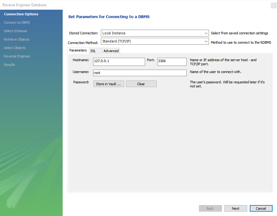 Connect to RDBMS