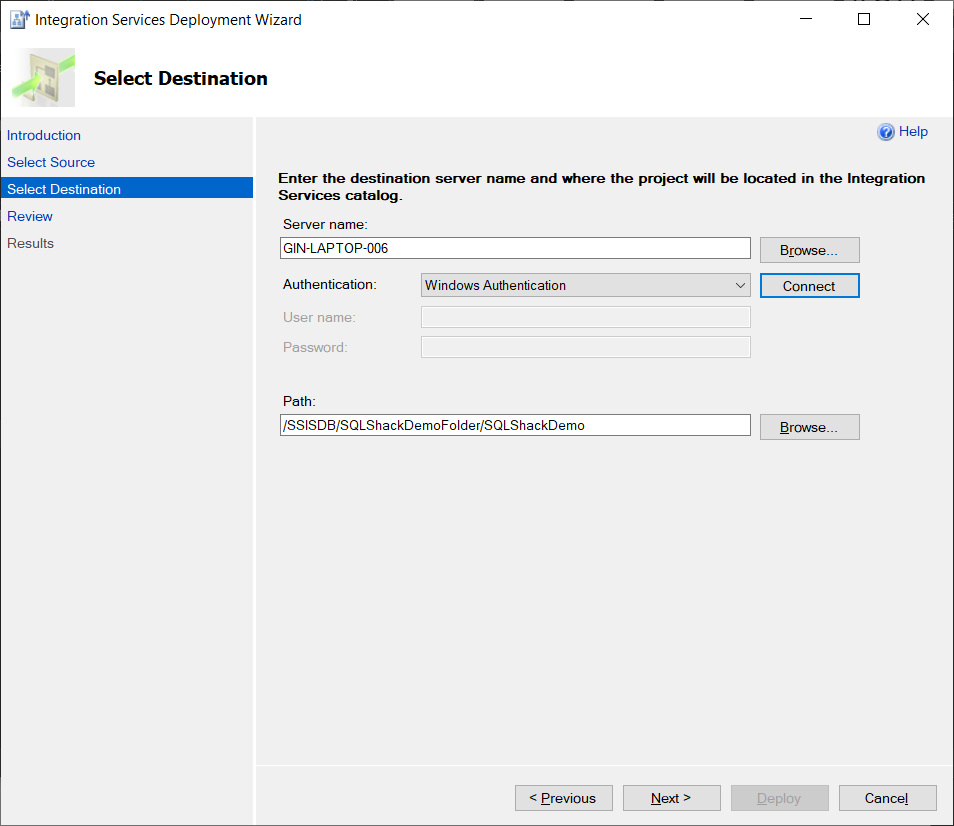 Bereitstellen des SSIS-Projekts