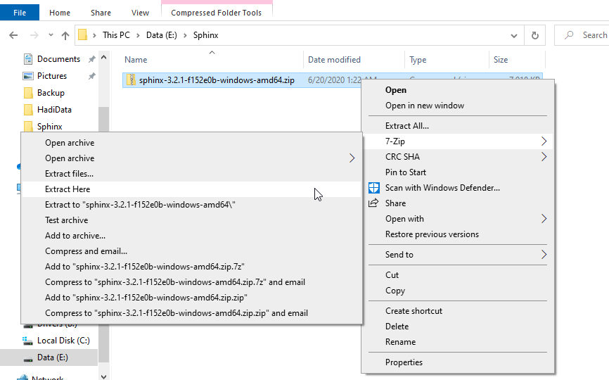 Extracting downloaded package