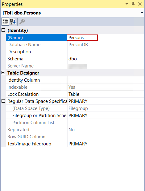Giving a name to the table before to create a SQL table