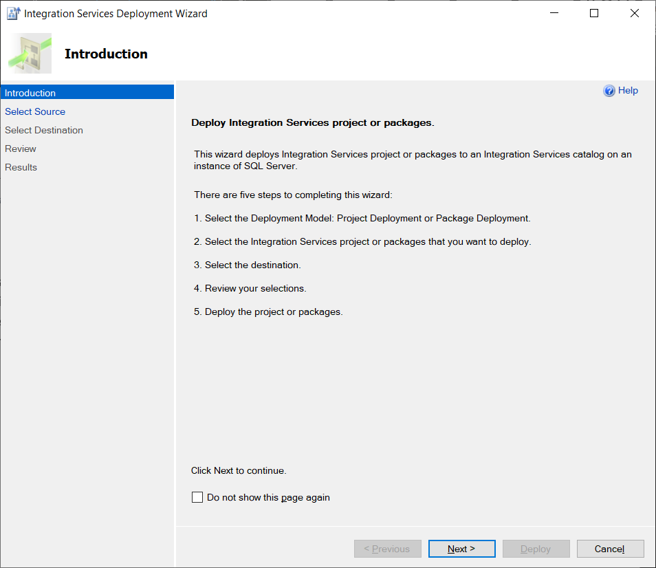 Integration Services Deployment Wizard