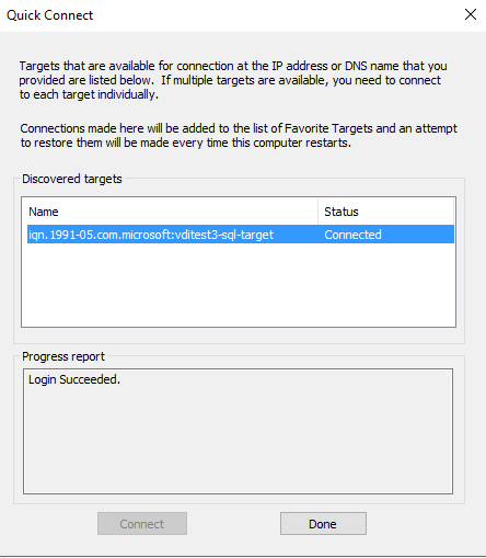 select the iSCSI target