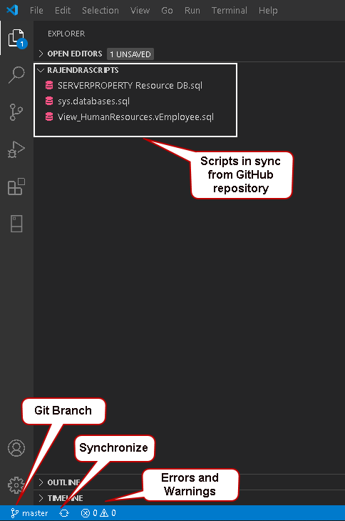 View scripts in the VS code