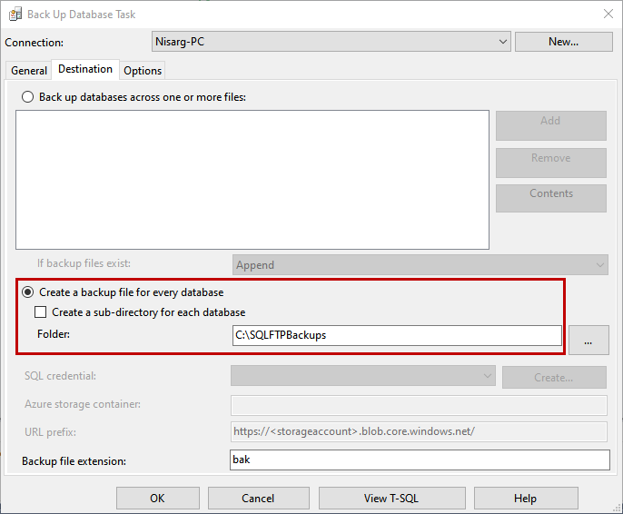 Back Up Database Task