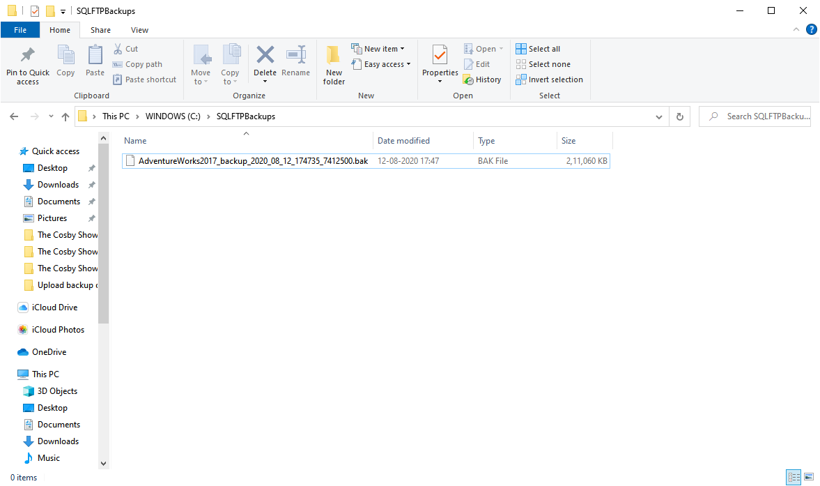 Backup file on Windows explorer
