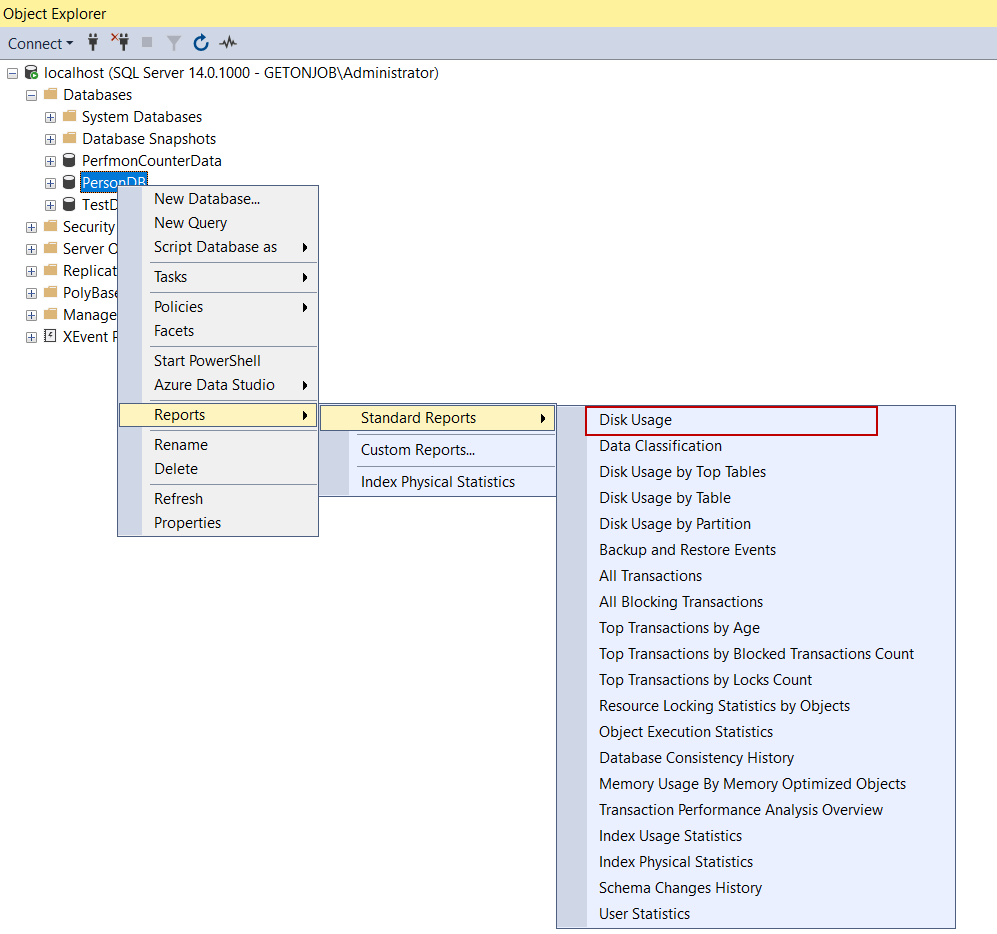 Disk usage report can use for SQL Server performance tuning