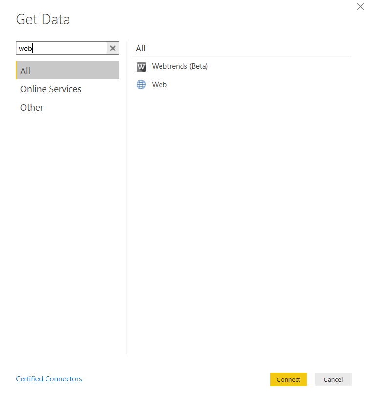 Image of the correct settings to download data from the website of the power bi rest api