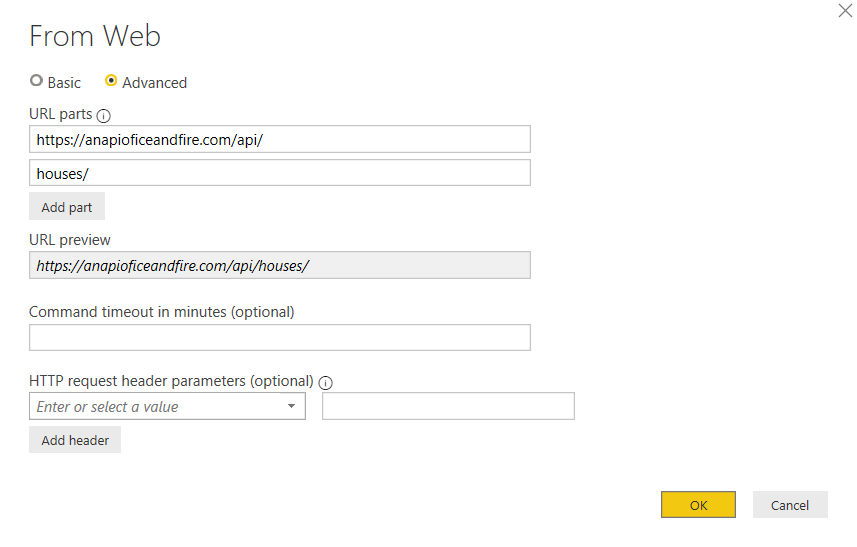 Image showing the final setting required to down load the dataset using the power bi rest api
