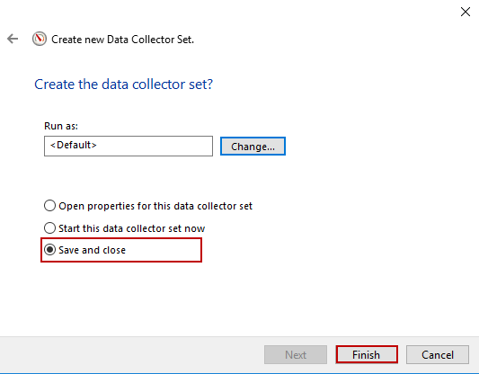 Saving the Data Collector Set