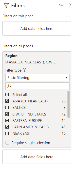 Selecting 4 geographic regions