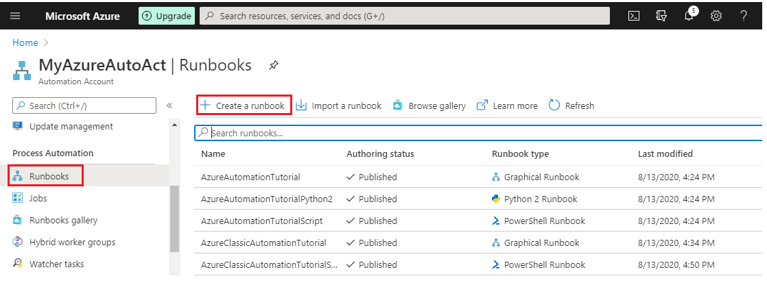 Create Automation Runbook