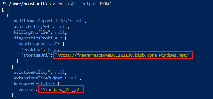 Get the VM list colorized format using Azure CLI JSONC option