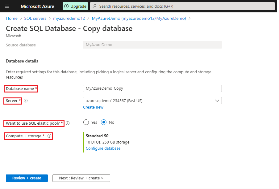 Prep step: Create SQL Database 