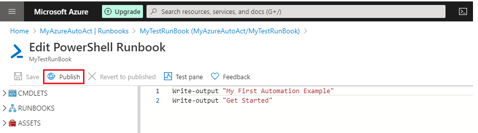 Publish the Automation Runbook