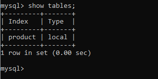 Show tables command result