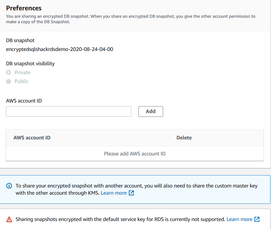 Specify the AWS account id 