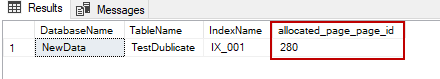 Finding the SQL Server clustered index  page number