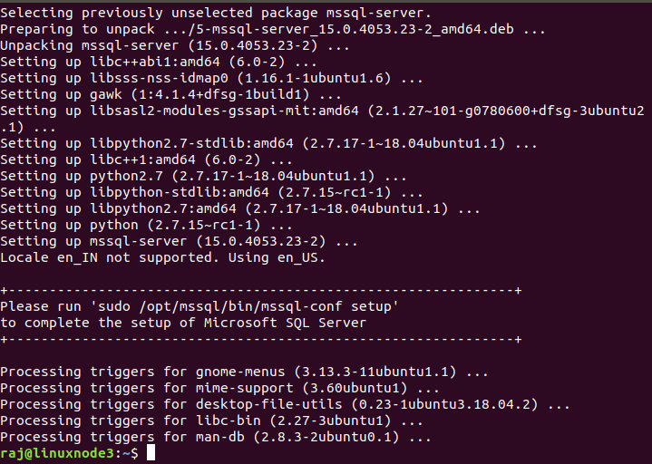 Install SQL Server on Ubuntu further screenshots