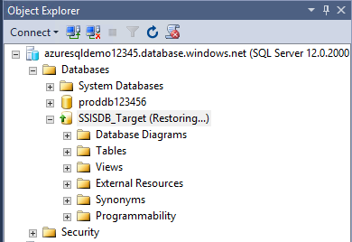 Get Azure SQL database restore status using SSMS