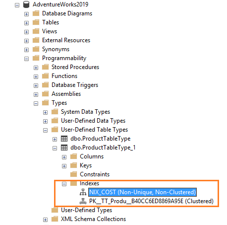 View indexes in SSMS
