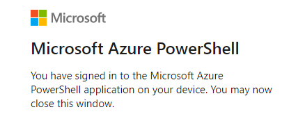 Azure connection succesful screen