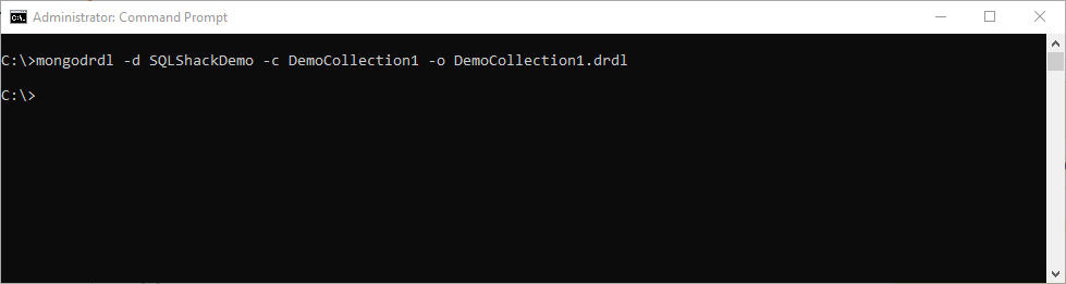 command to generate drdl schema from collection, process MongoDB to SQL Server using SSIS