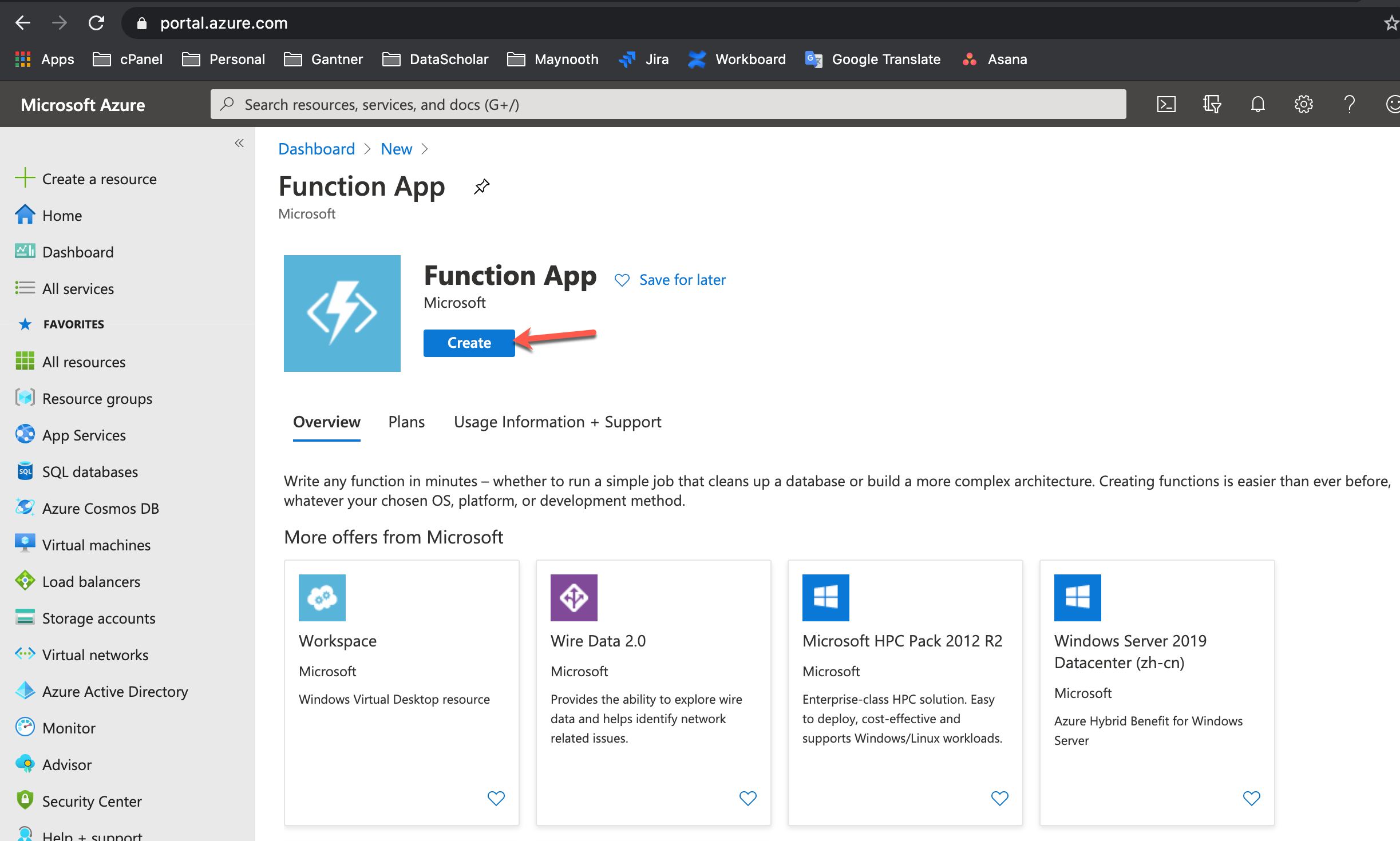 Creating the Azure Function App