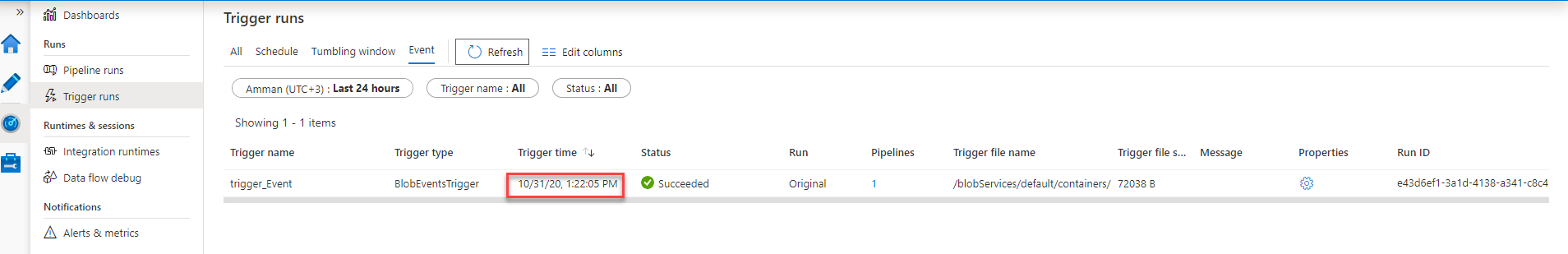Pipeline executed when new file added