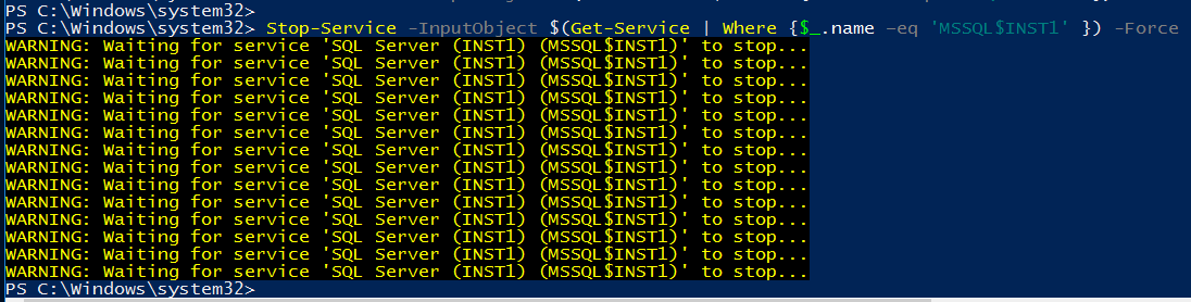 restart for SQL Service 