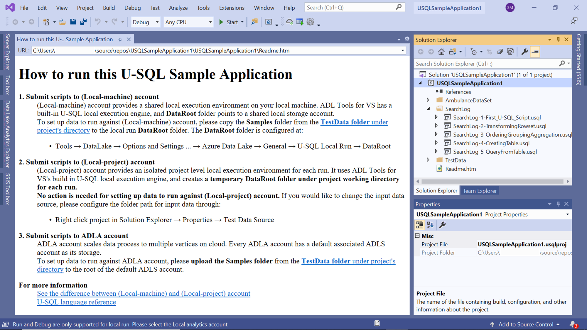 Sample U-SQL Application