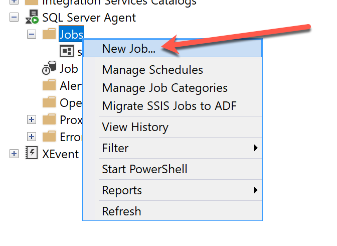 Selecting New Job from the context menu
