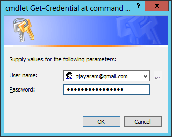 Type in the credential to connect to Azure 
