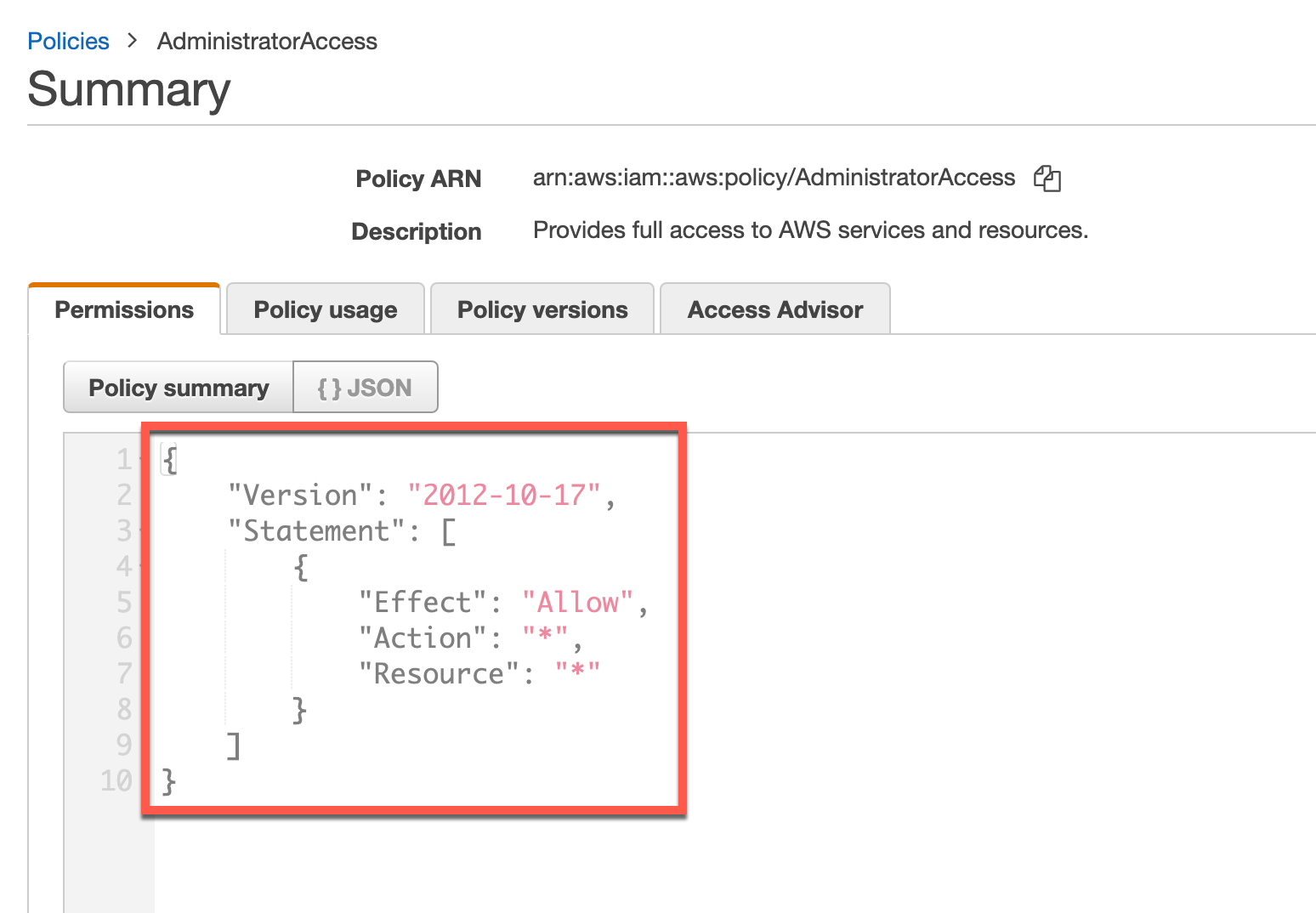AWS IAM Policy for Administrator Role