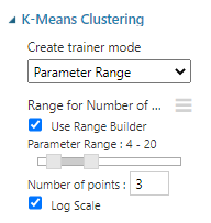 Configuring K-Means clustering for Sweep Clustering.