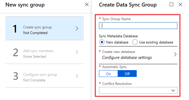 Create Data sync group