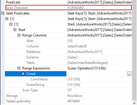 Range scan in a query