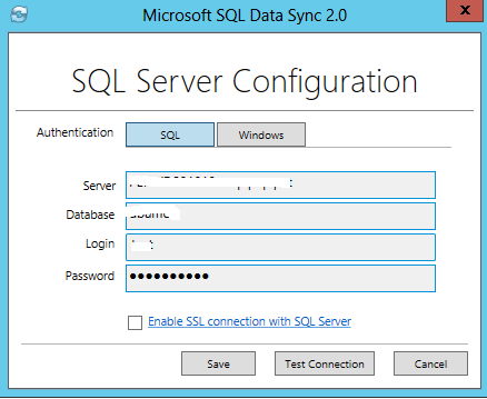 SQL Server configuration - Azure Data Sync