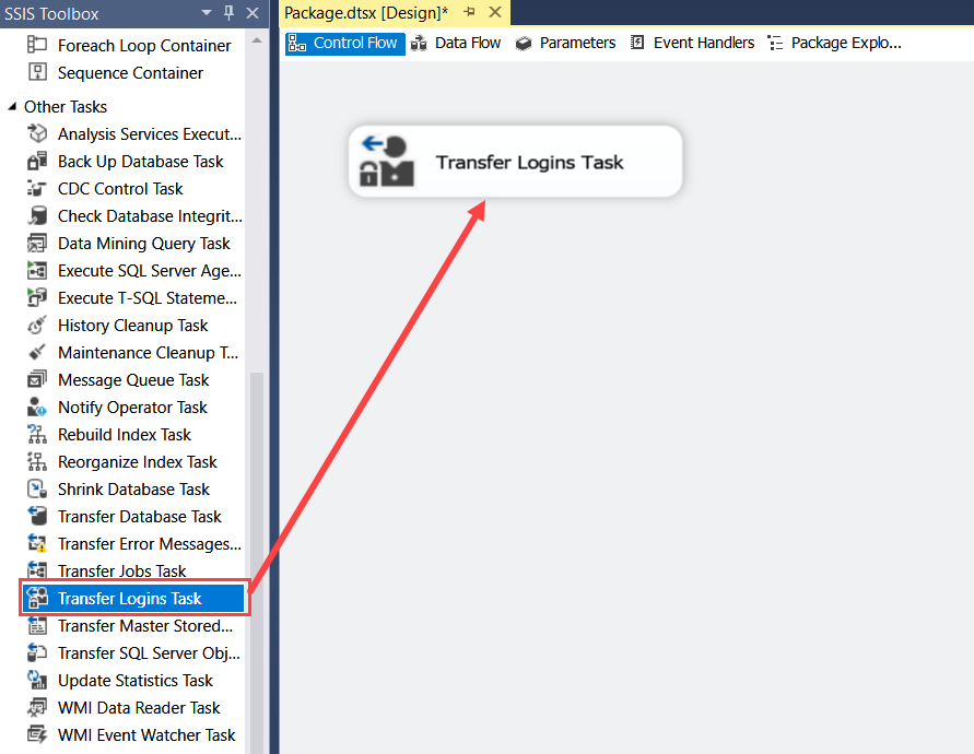 SSIS Transfer Login task