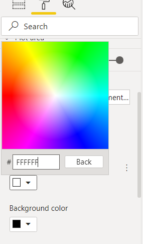 The color selection panel in Power BI
